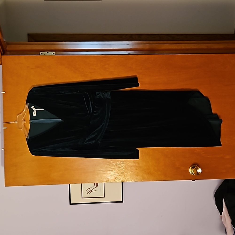 Dark green velvet mid length party dress